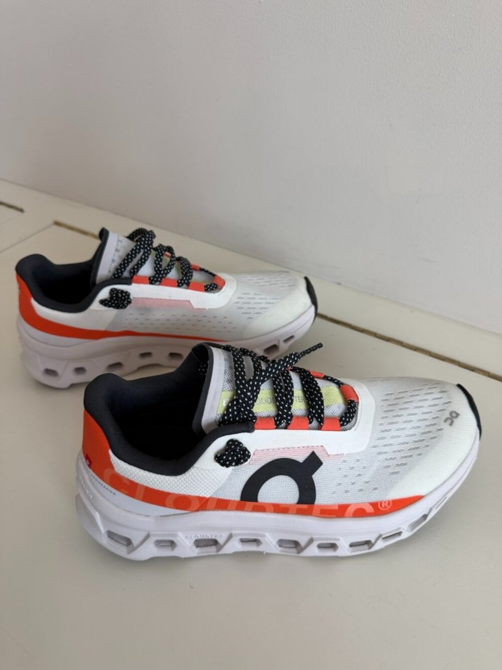 On Cloudmonster Women’s Running Shoes White Orange Black Size 7.5